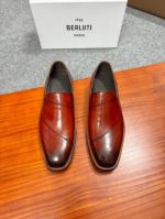 Berluti Black and red calfskin Leather Shoes-Berluti Man Business Leather Shoes